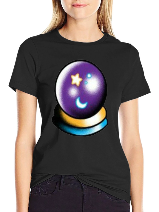 Mystic Crystal Ball Graphic Tee - Black Cotton Shirt