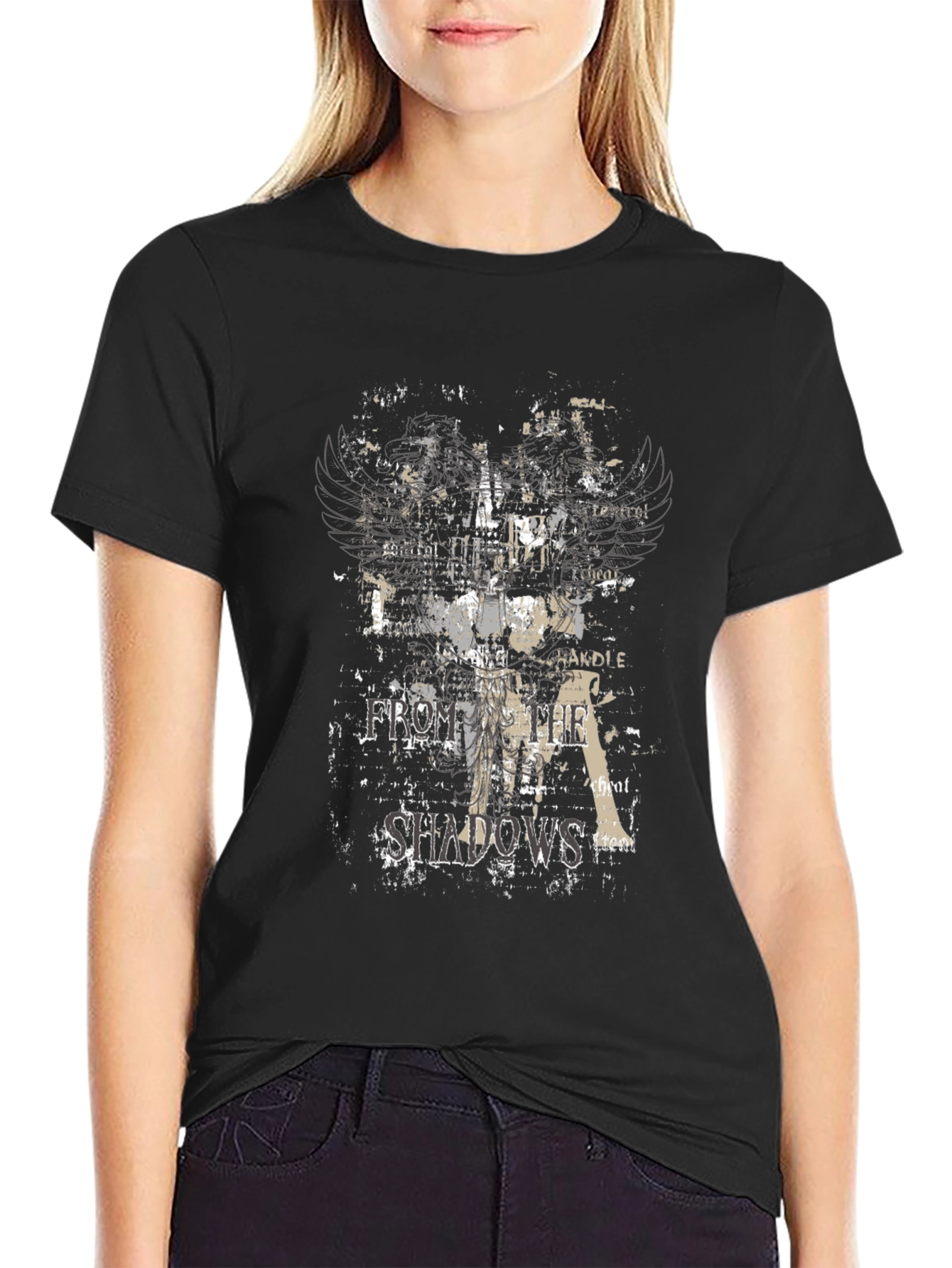 Edgy From the Shadows Graphic Black T-Shirt