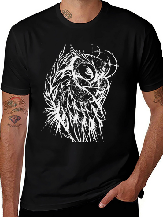 Owl Graphic Black T-Shirt - Unique Design