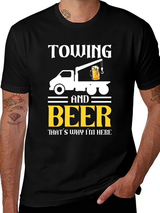 Towing & Beer T-Shirt - Funny Tow Truck Driver Tee