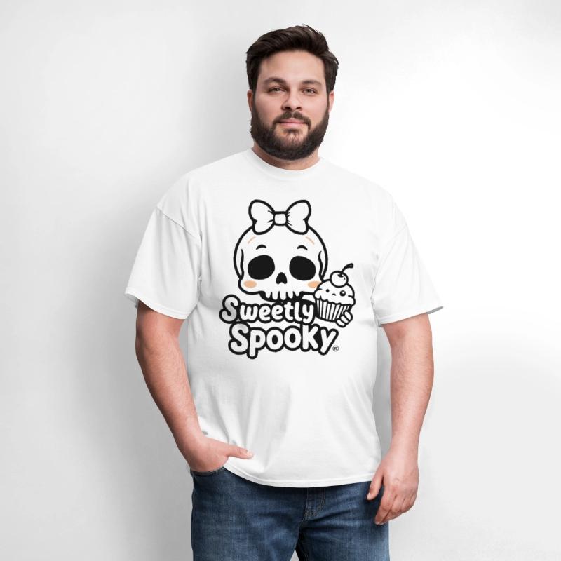 skull with a bow on top and holding a cupcake