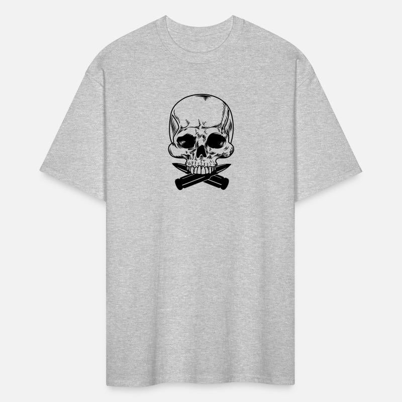 Skull with two bullets crossed under the teeth