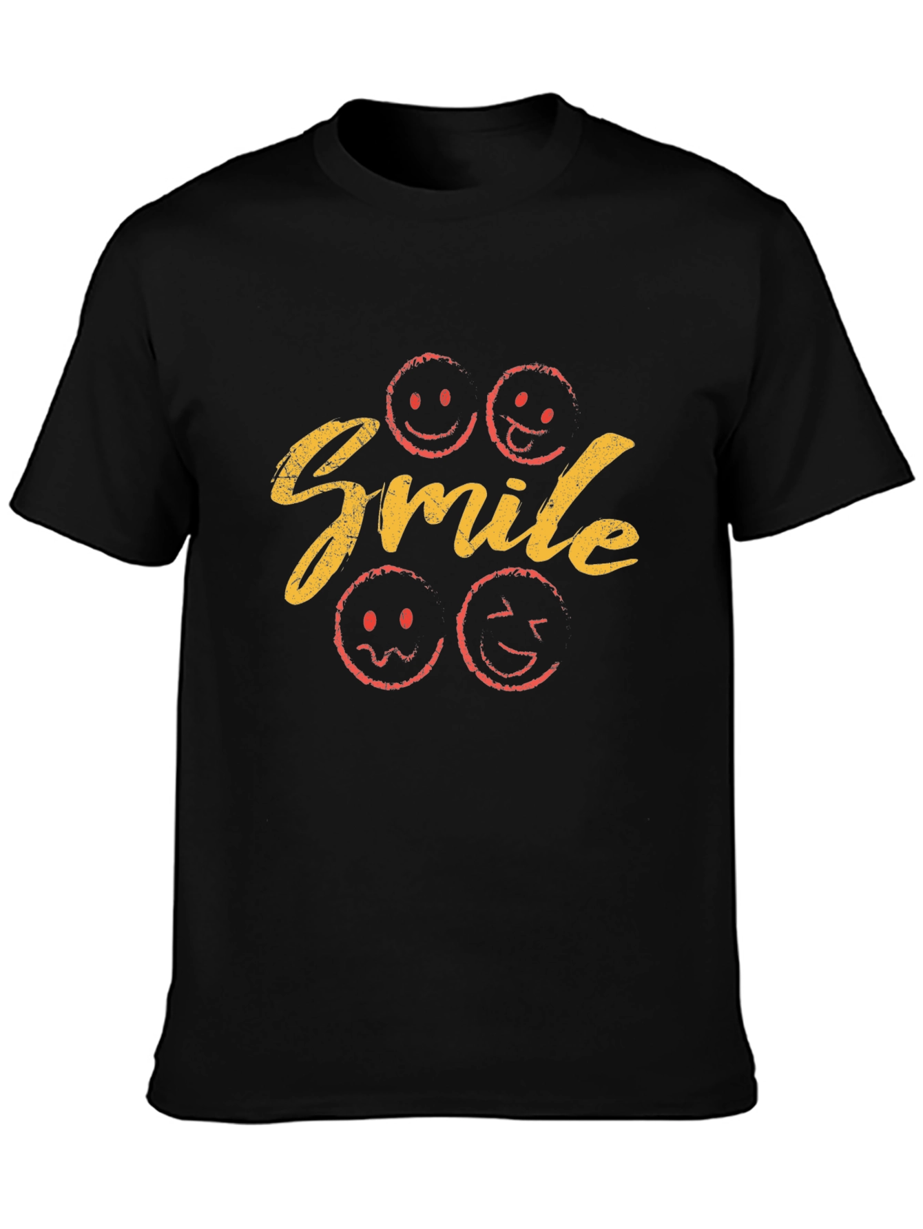 Smile Graphic Print T-Shirt - Black