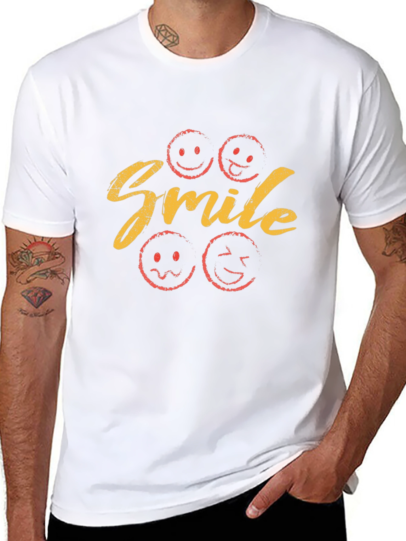 Smile Graphic Print T-Shirt - Black