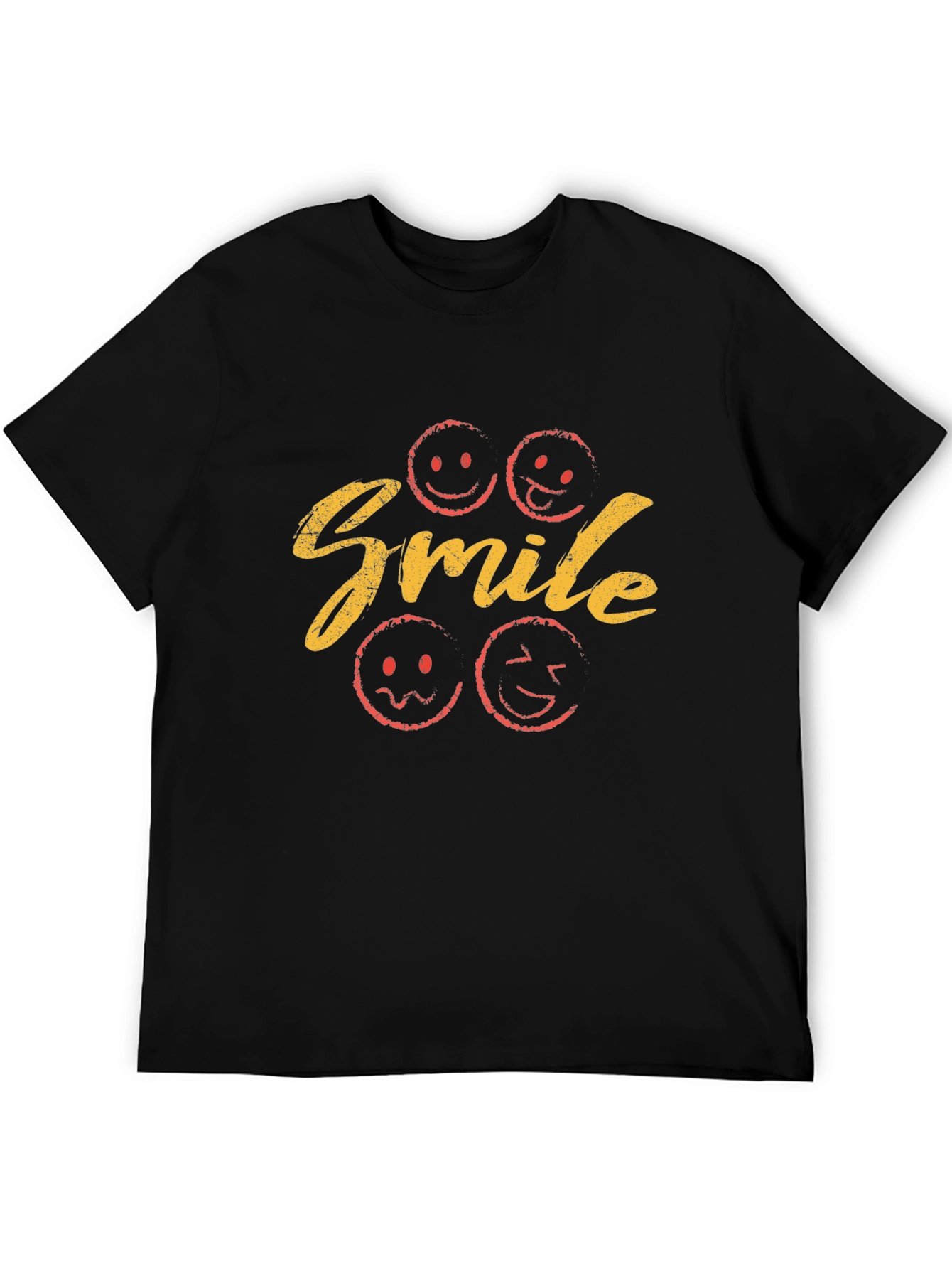 Smile Graphic Print T-Shirt - Black