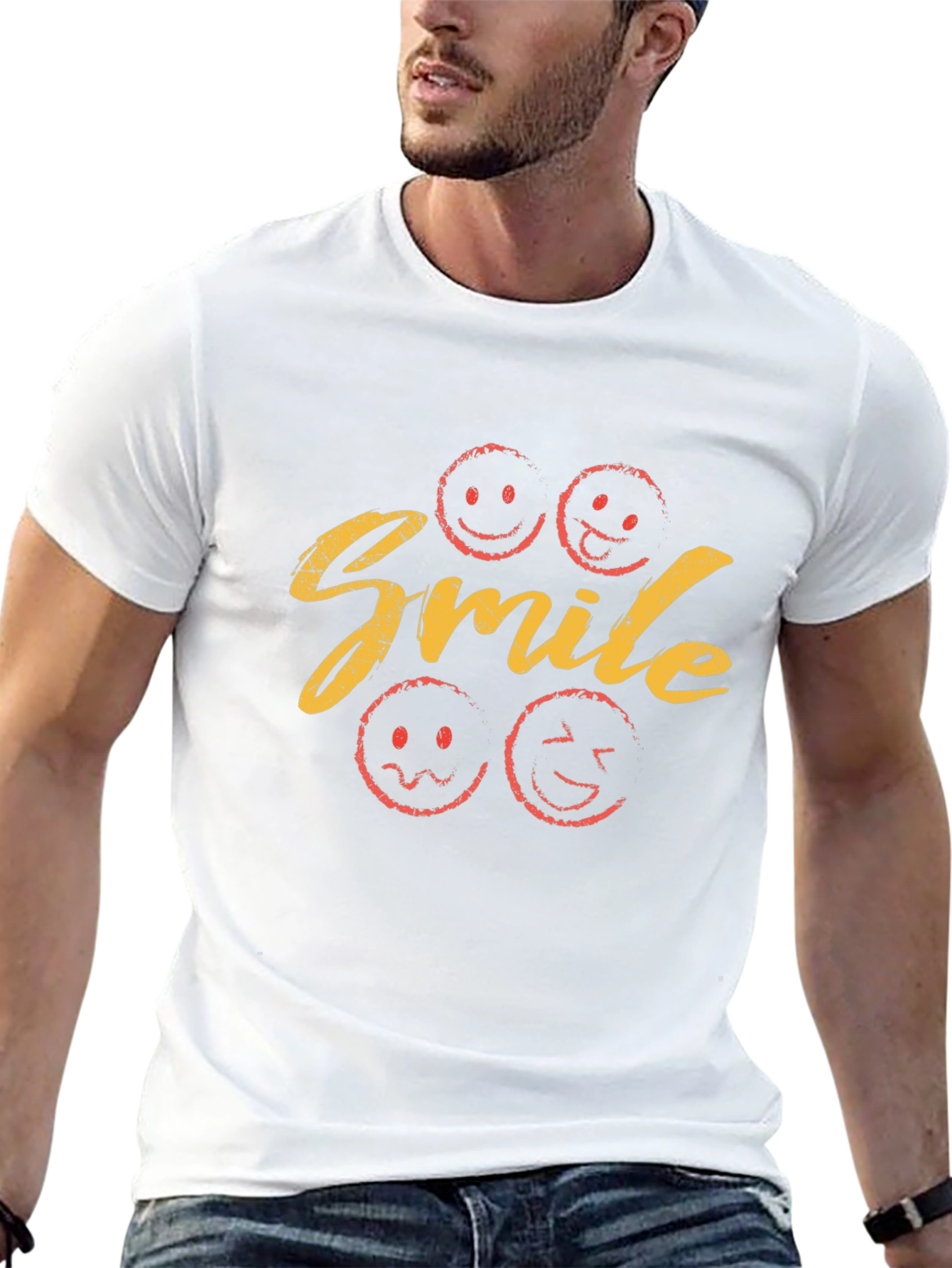 Smile Graphic Print T-Shirt - Black