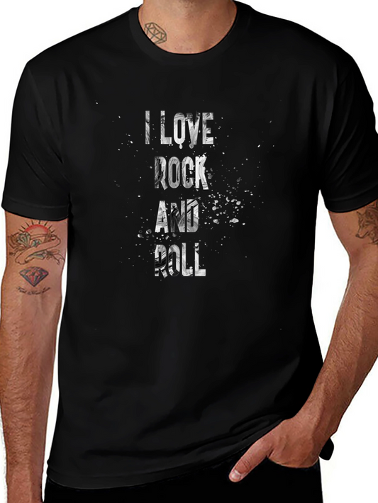 Rock and Roll Graphic Tee - Black Cotton Casual Shirt
