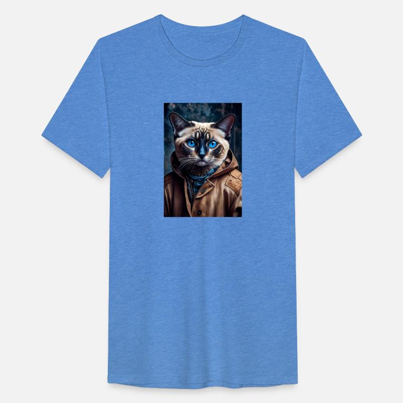 Snowshoe Cat Breed Portrait wears a leather jacket