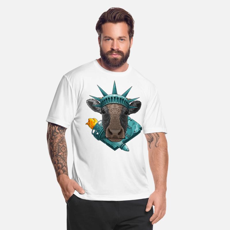 Statue Of Liberty Cow 4th Of July Farmer USA Ameri