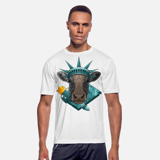 Statue Of Liberty Cow 4th Of July Farmer USA Ameri