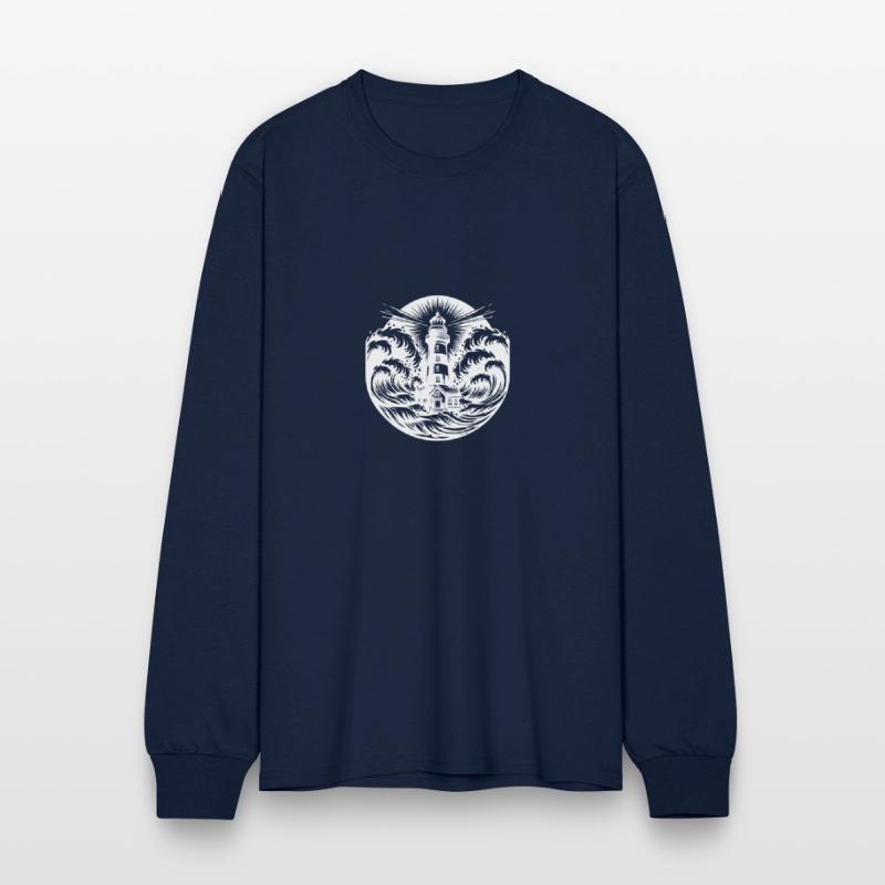 Striped Coastal Lighthouse In Heavy Seas