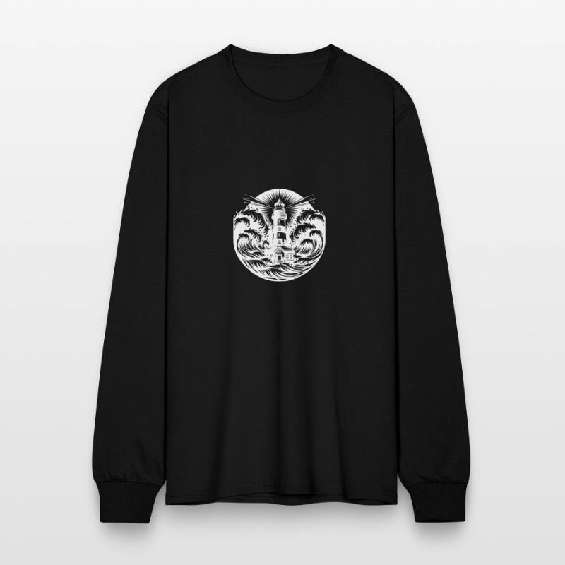 Striped Coastal Lighthouse In Heavy Seas