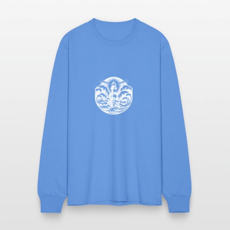 Striped Coastal Lighthouse In Heavy Seas