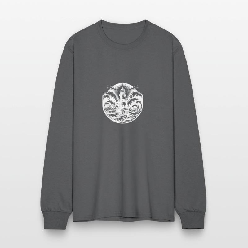 Striped Coastal Lighthouse In Heavy Seas