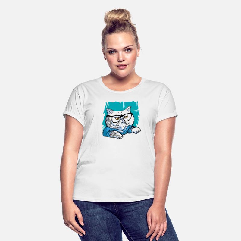 Stylish Nerd Persian Cat Beanie Glasses Tattoo