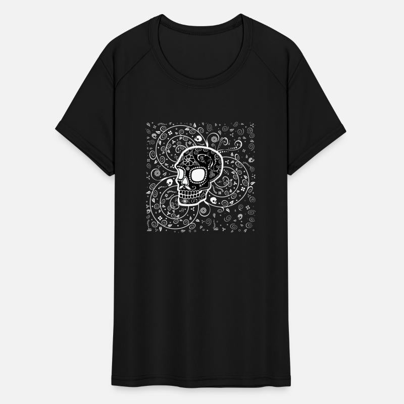 Sugar Skull and Spirals Black & White Pattern