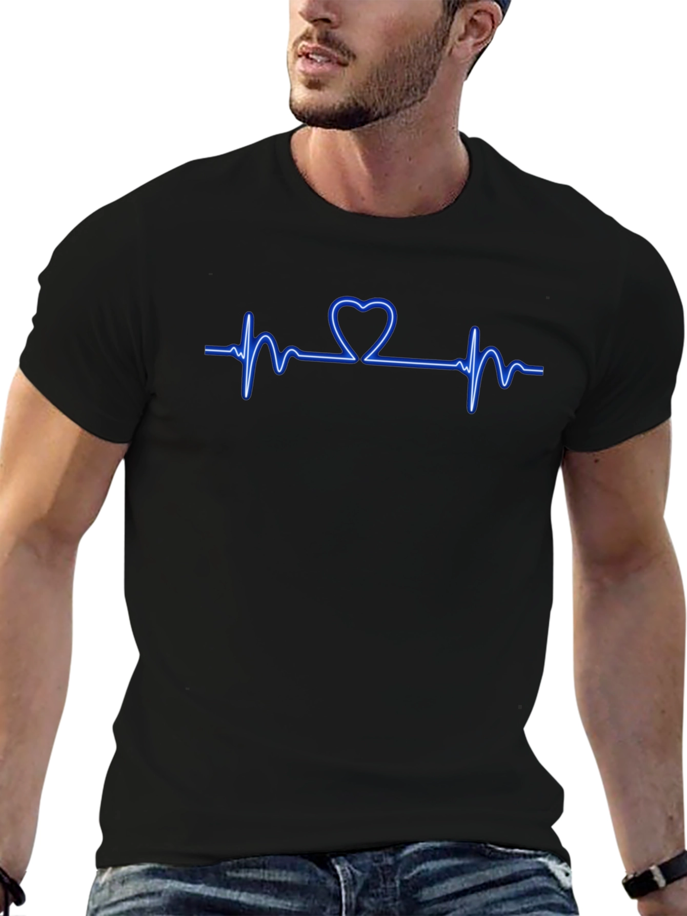 Heartbeat Love T-Shirt - Black