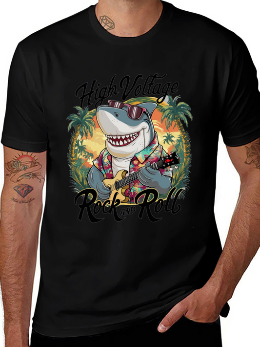 High Voltage Rock n Roll Shark Graphic Tee