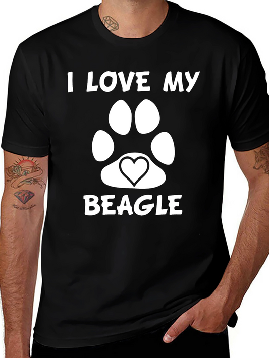 I Love My Beagle T-Shirt - Paw Print Heart Design