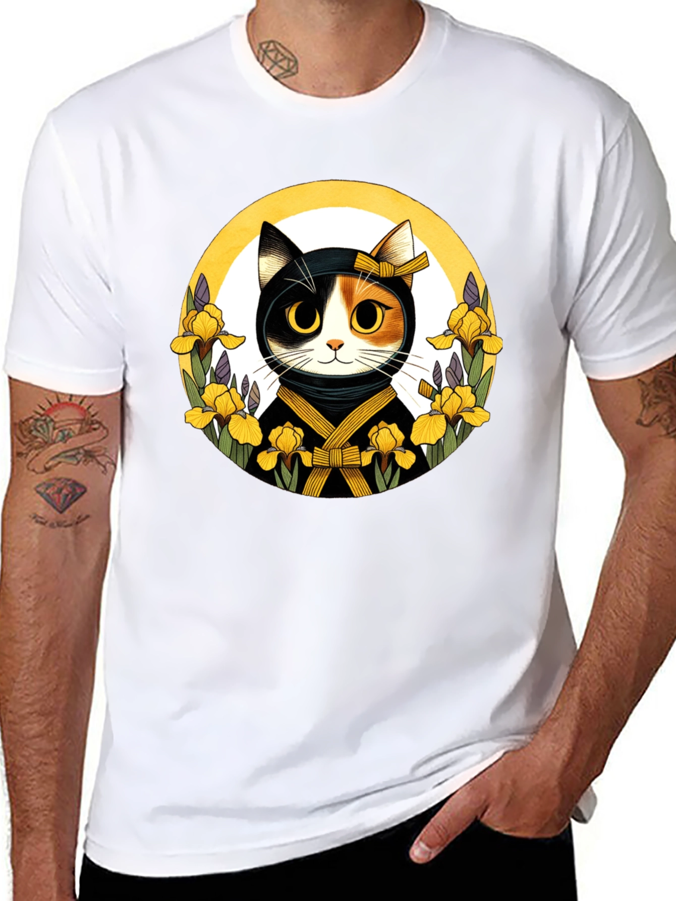 Ninja Cat Graphic Tee - Unisex Black T-Shirt
