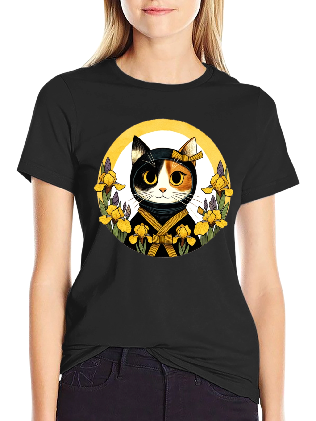 Ninja Cat Graphic Tee - Unisex Black T-Shirt