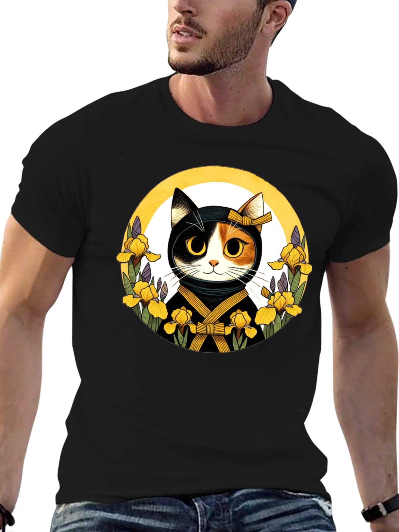 Ninja Cat Graphic Tee - Unisex Black T-Shirt