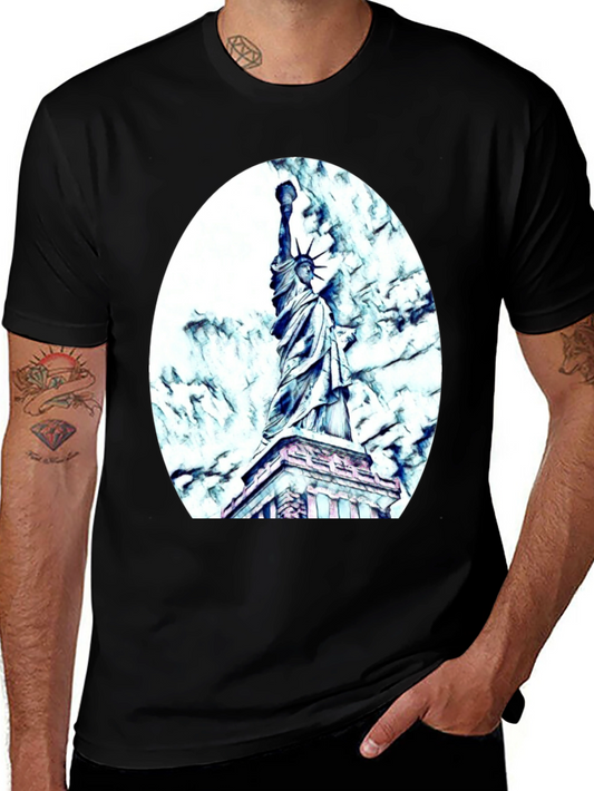 Statue of Liberty Graphic Tee - Black Cotton Blend