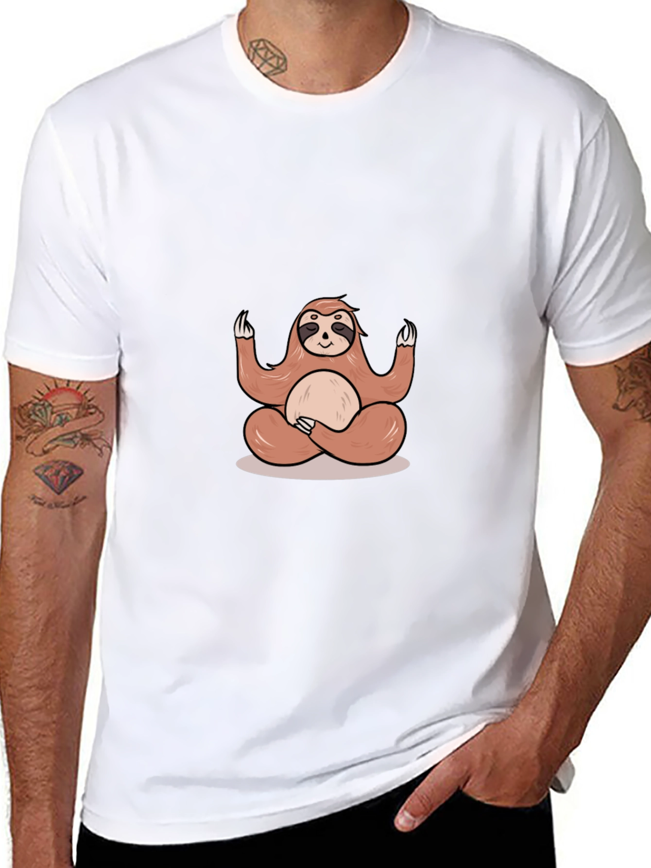 Zen Sloth Tee - Meditating Animal Graphic T-Shirt