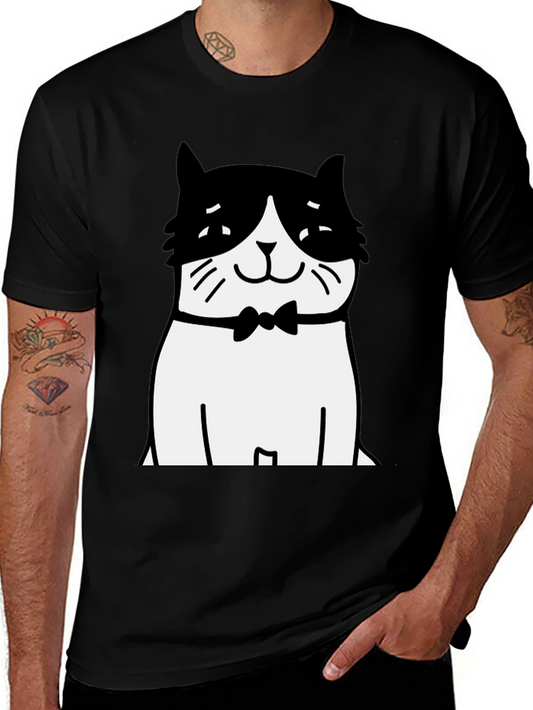 Cat Bowtie T-Shirt - Black Graphic Tee