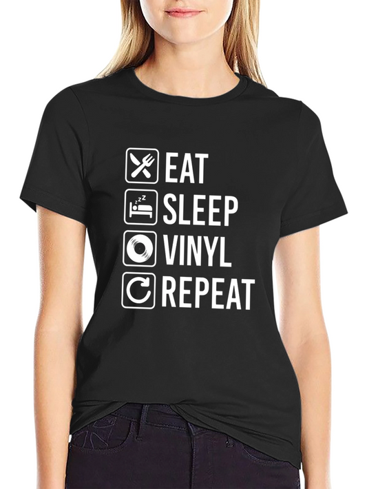 Eat Sleep Vinyl Repeat Graphic Tee - Music Lover T-Shirt
