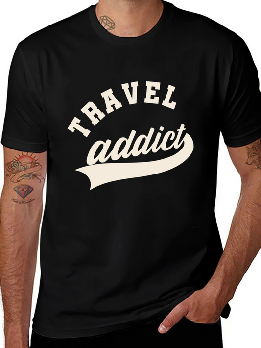 Travel Addict Graphic T-Shirt - Black