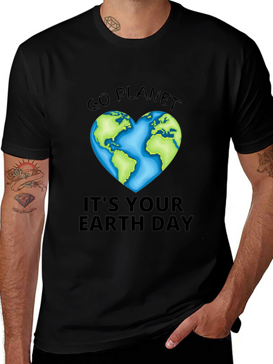 Go Planet Earth Day T-Shirt Heart Globe Design