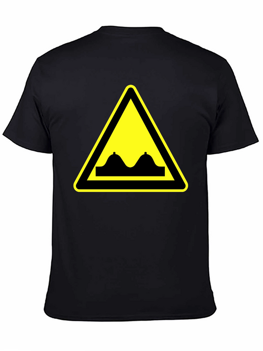 Funny Double Bump Warning Sign Black T-Shirt
