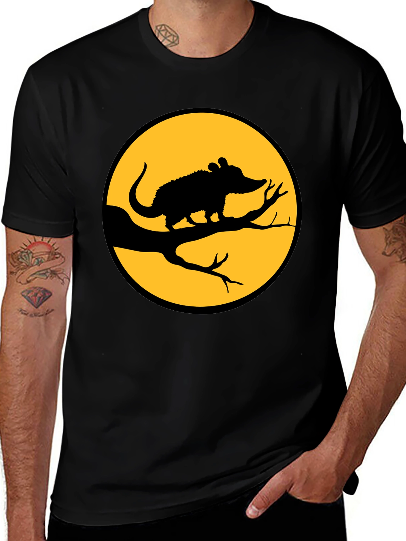 Opossum on Branch T-Shirt - Halloween Tee