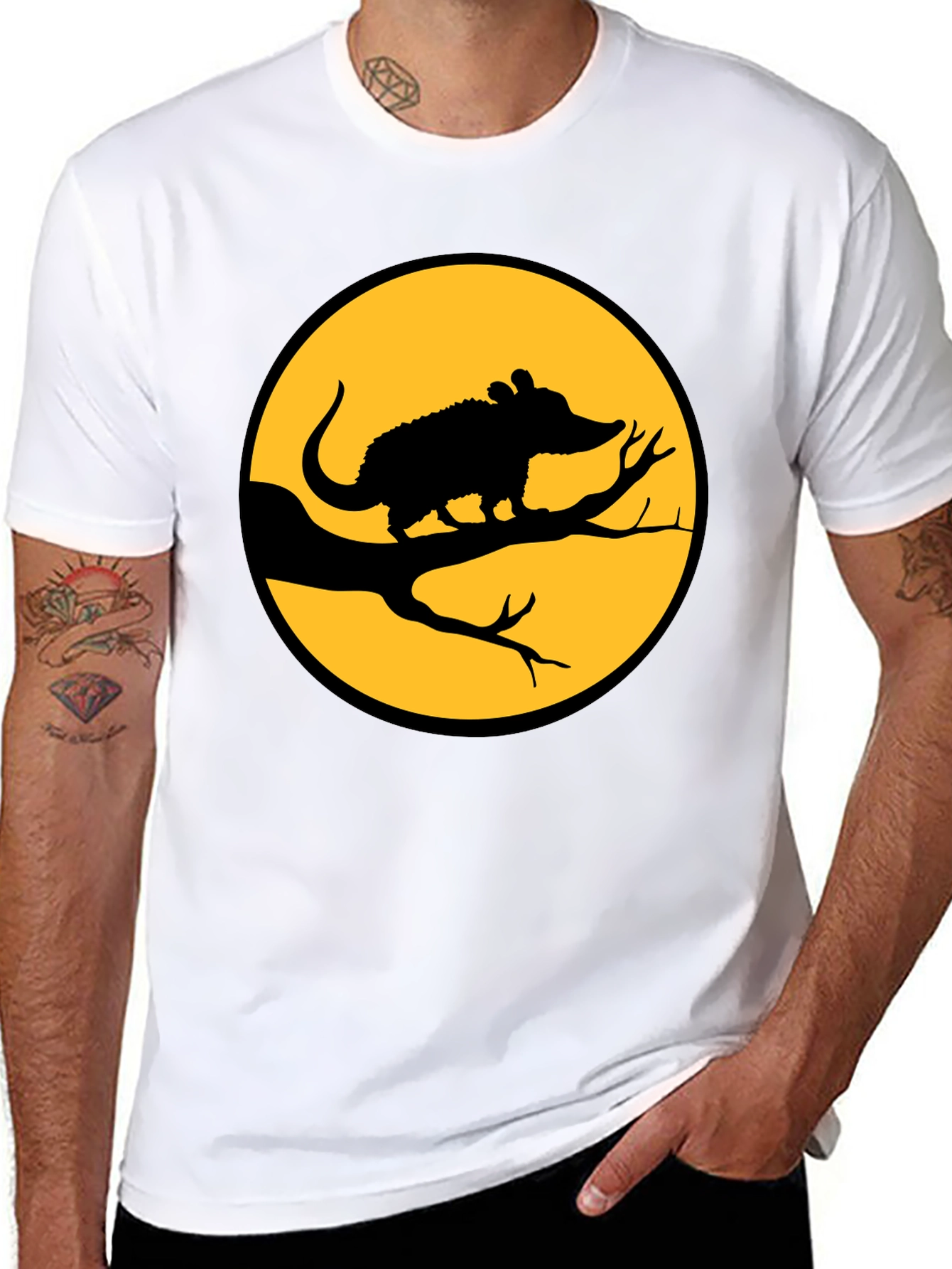 Opossum on Branch T-Shirt - Halloween Tee