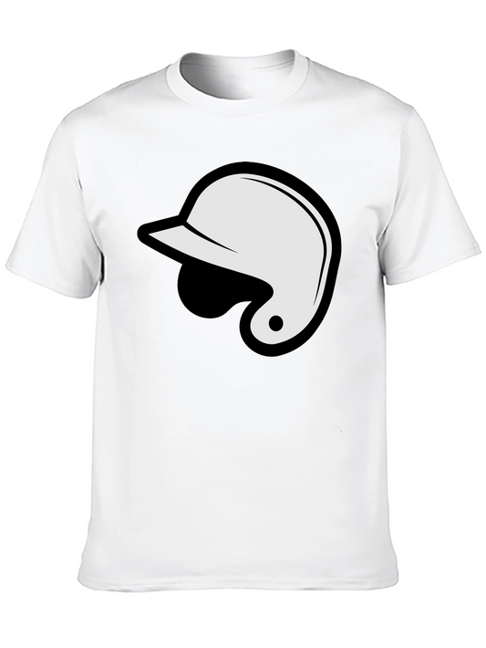 Baseball Helmet Graphic Tee - Black Cotton T-Shirt