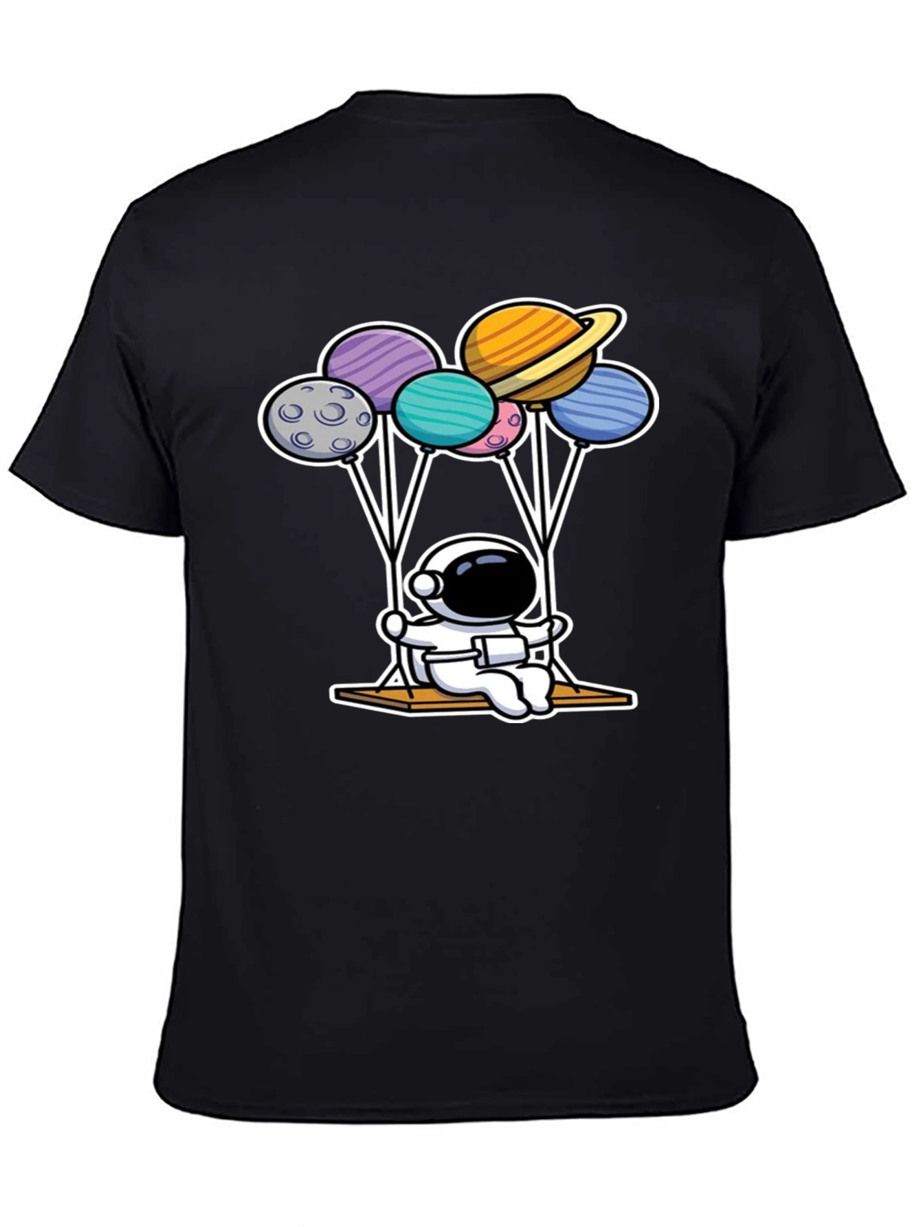 Astronaut Swing Planets Balloons Graphic T-Shirt