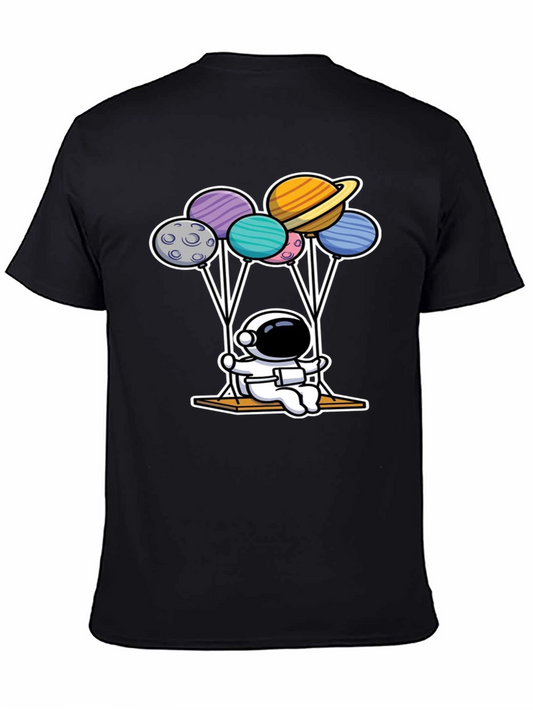 Astronaut Swing Planets Balloons Graphic T-Shirt