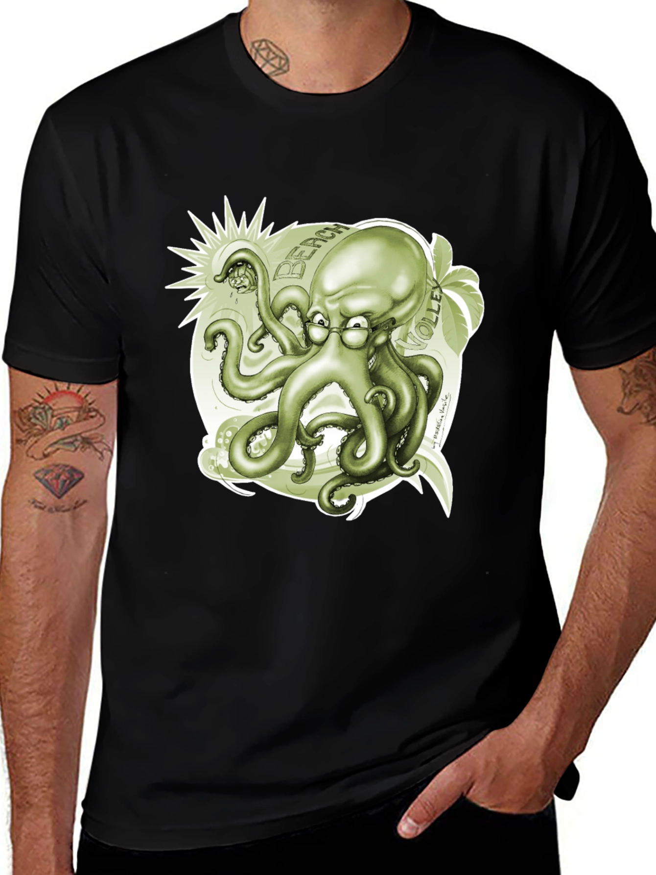 Octopus Beach Volleyball Graphic T-Shirt