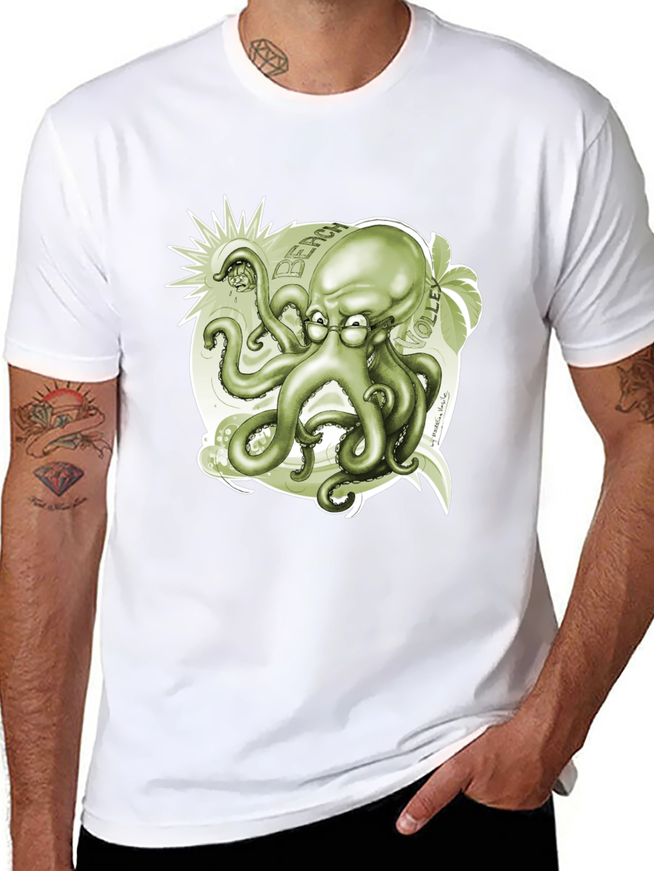 Octopus Beach Volleyball Graphic T-Shirt