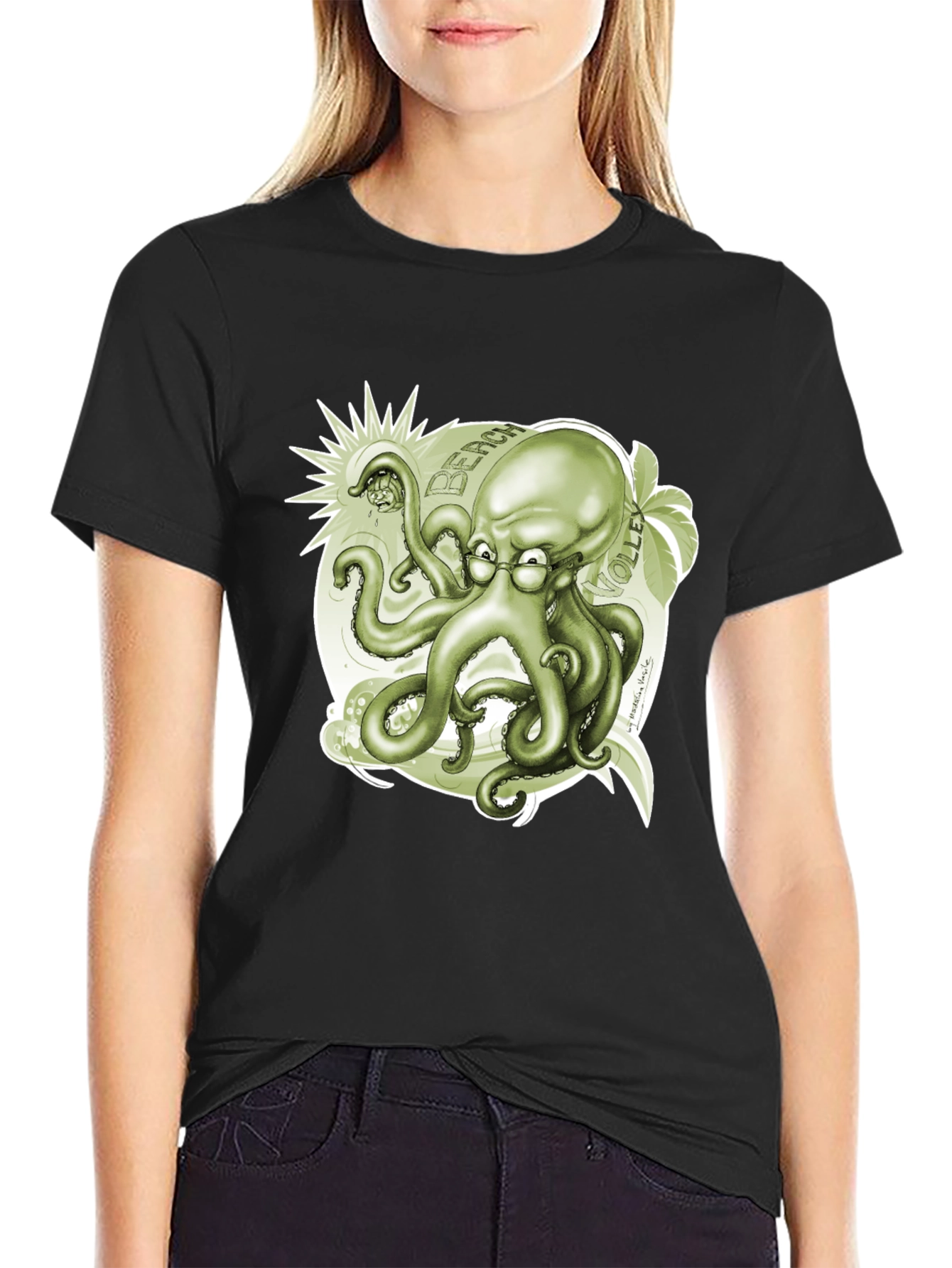 Octopus Beach Volleyball Graphic T-Shirt
