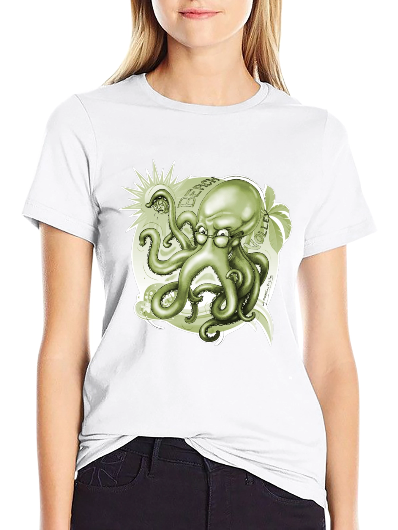Octopus Beach Volleyball Graphic T-Shirt