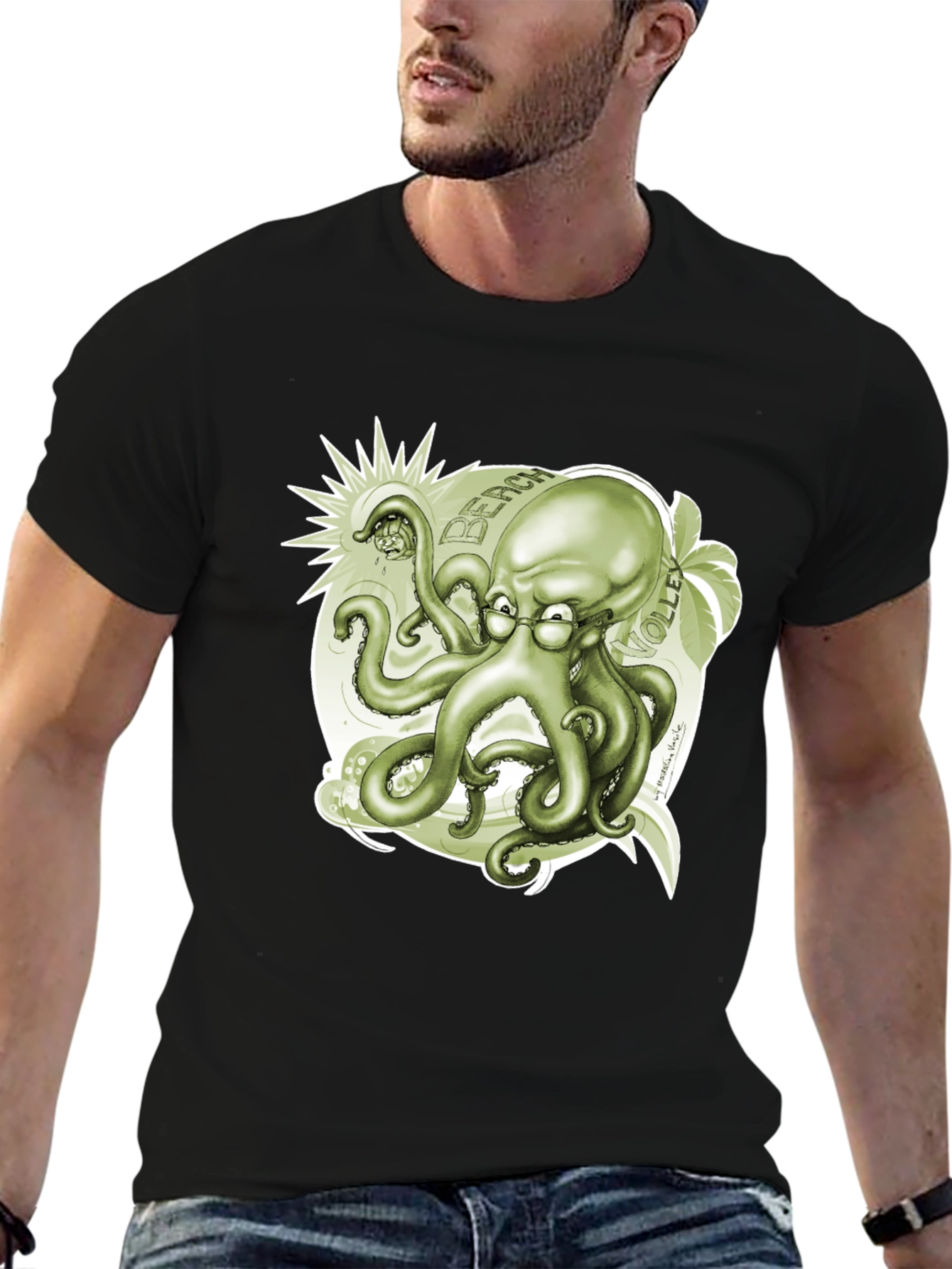 Octopus Beach Volleyball Graphic T-Shirt