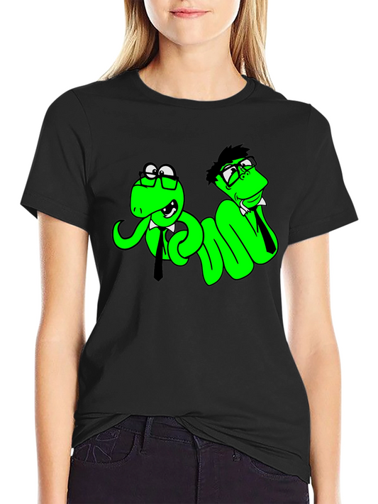 Funny Cartoon Snake T-Shirt - Black