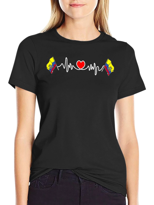 Ecuador Flag Heartbeat Graphic T-Shirt