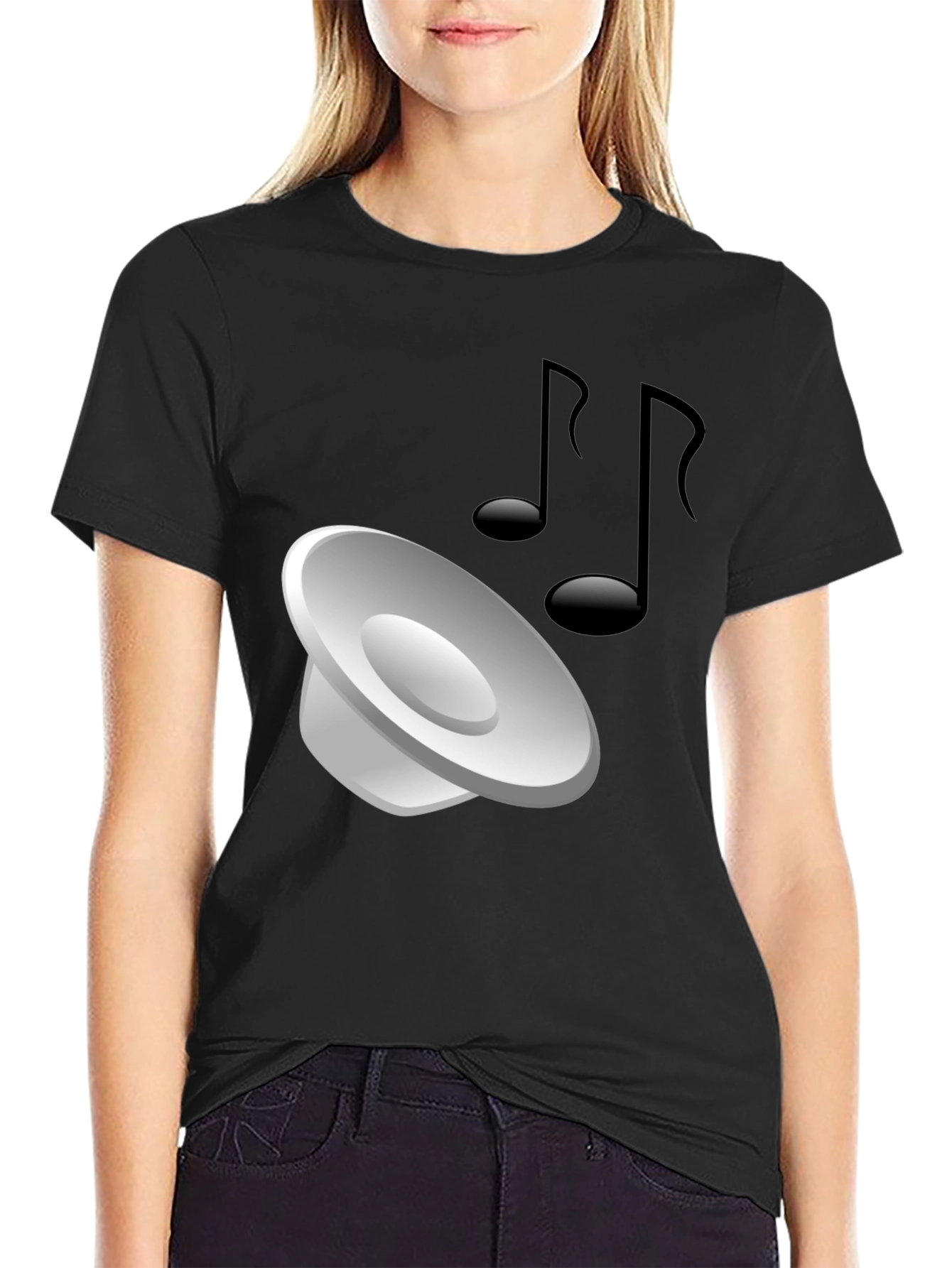Mens Black T-shirt with Music Graphic