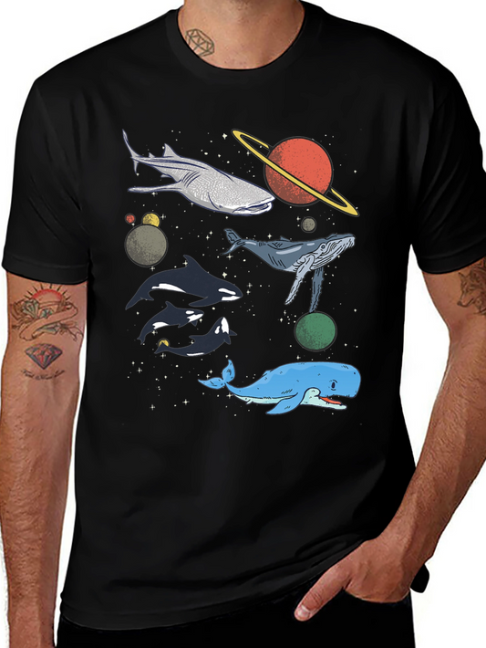 Whale Galaxy Graphic Tee - Black Unisex T-Shirt