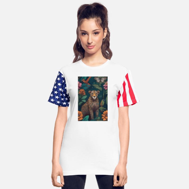 Tiger African Animals with Flowers Poster Wall Art