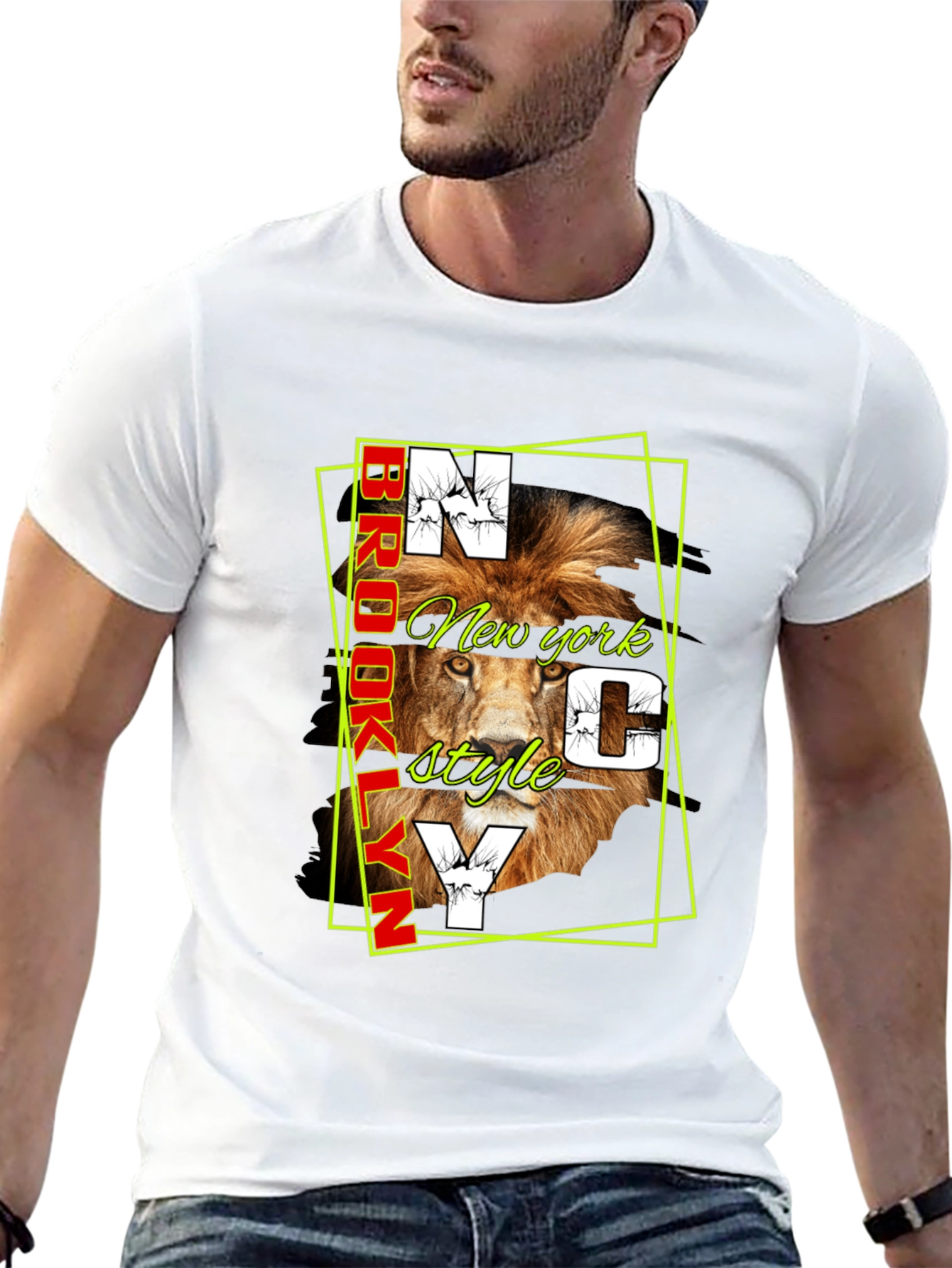 Lion Brooklyn NYC Style Graphic Tee