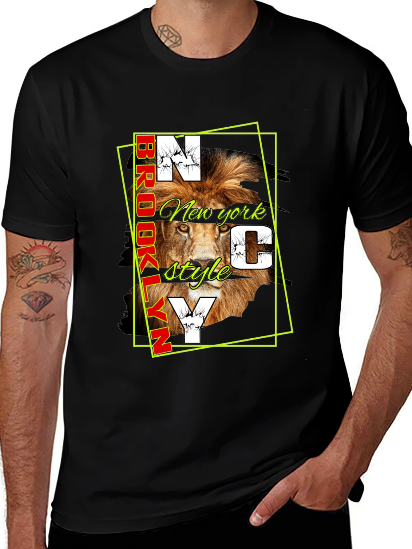 Lion Brooklyn NYC Style Graphic Tee